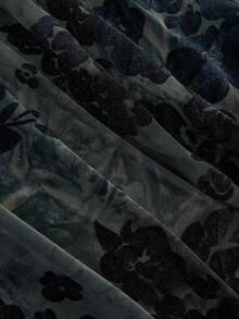 Sweetra Romantic Birthday, Vacation, Elegant, Original New Chinese Style Deep Gray Tie-Dye Bodycon Skirt With Front Side Slit And Pleated Waist, Sexy Slim Fit Pencil Skirt, Casual Daily Wear Maxi Women - Multicolor - View 4