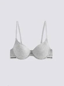 Loungeista 3Pcs Lightly Padded Letter Print Push Up Bra, Women's Underwire Bra - Multicolor - View 7