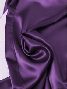 Franclia Quần ống đứng bằng vải satin có dây rút cỡ lớn Quần cạp chun Quần vải satin màu tím Quần vải satin ống rộng Quần lụa nữ Quần lụa màu tím - Màu tím - Xem 6