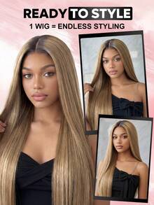 Human Wig Pre-Everything Wear Go Upgraded Straight Ombre Ash Blonde Hair With Brown Root Color Unprocessed Human Hair Natural Hairline Glueless 6*4 Transparent Lace Wig Pre-Plucked & Pre-Cut 22-28 Inch 180% Density Silky Natural Hairline Daily Use Valentine's Day Human Hair Lace Wig Natural Glueless Wig For Romantic Date For Women - S3/14 - View 2