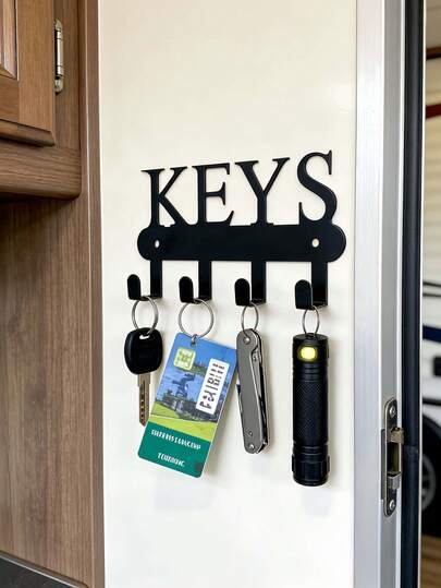 ตะขอแขวนกุญแจติดผนังโลหะสีดำ 1 ชิ้น, ตะขอติดผนังตกแต่งสำหรับกุญแจ ผ้าเช็ดตัว เสื้อผ้า, ที่เก็บของประหยัดพื้นที่สำหรับห้องครัวทางเข้าสำนักงาน, ที่แขวนพวงกุญแจโลหะทนทานสำหรับการจัดระเบียบทุกวัน