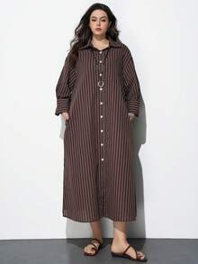 Maija Hàng mới về mùa xuân sớm 2026 dành cho người có thân hình đầy đặn, phù hợp cho mọi mùa, trang phục nữ mùa thu, phong cách Bohemian phương Tây, trang phục công sở thường ngày, trang phục thanh lịch cổ điển đa năng, trang phục Nashville, lễ Phục sinh, Giáng sinh, trang phục Giáng sinh, áo tank top dây buộc màu trơn thường ngày dành cho nữ đi làm, trang phục công sở thường ngày, dự đám cưới, đầm maxi kẻ sọc nâu thanh lịch mùa thu/đông, đầm dự tiệc năm mới, đầm nữ mùa thu/đông. - màu nâu - Xem 5