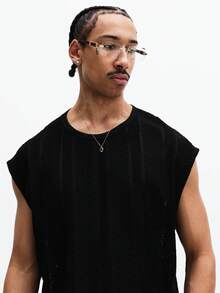 SUMWON Sleeveless Tank Top Ribbed Texture Crew Neck Summer Casual Muscle Tee Vacation Beach Lightweight - Black - View 4