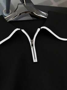 Resyla 宽松公主领半拉链插肩袖上衣 + 松紧腰斜插口袋休闲裤 - 黑色 - 查看 4