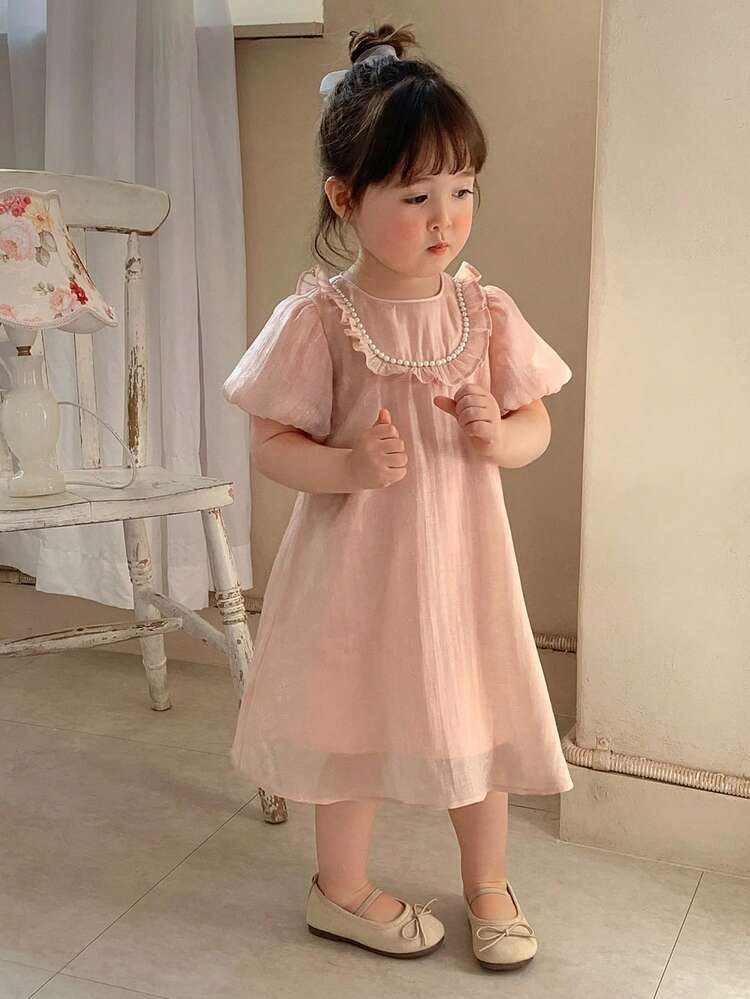 Toddler Girls' Floral Print Round Neck Party Birthday Dress