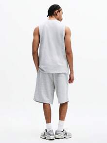 SUMWON Men Tank Top And Shorts Co Ord Set With Small Logo Crew Neck Sleeveless Regular Fit Summer Casual Lounge Wear Matching Set - Grey - View 2