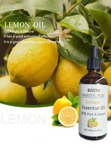 1/2pcs 100ml Pure Natural Lemon Essential Oil, Suitable For Sensitive Skin, Light Beige, Multi-Purpose For Massage, Bath, Face, Body, Hair And Eyelash Care, Hypoallergenic Formula. - lemon - View 4