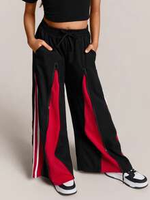Radiana Tween Girl Spring/Summer Streetwear Red Baggy High Waisted Wide Leg Pants - Multicolor - View 1