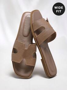 SHUZIA Sandal đế bằng dáng rộng thoải mái dành cho nữ, thích hợp mang hàng ngày, đi nghỉ mát. - Màu be - Xem 5