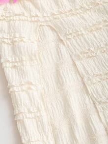 Sweetra Wrap Chest Slit Tie-Up Floral Dress, Waist Cinched Bodycon Slit Dress - Apricot - View 6