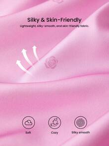 LUVLETTE Sexy Silky Satin Luxurious Bow Pink U-Neck Strappy Camisole Loungewear Slip Dress Airy Nightdress Lingerie Valentine's Day Gifts - Pink - View 9