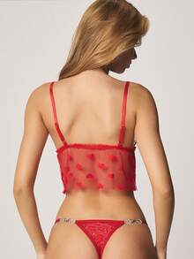 MISSGUIDED Heart Ring On Lace Thong With Rhinestone Details Valentine Gift Intimate Wear