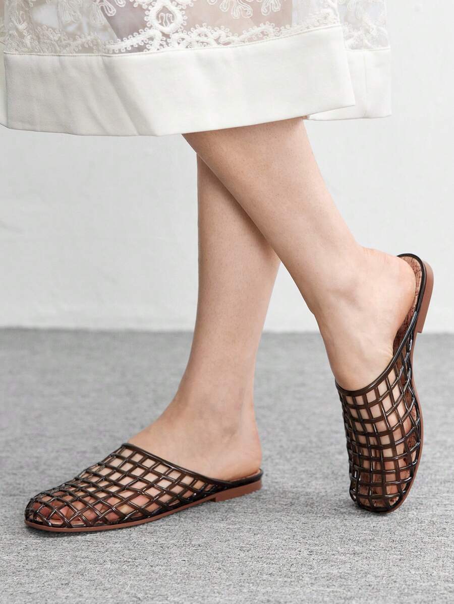 CUCCOO BIZCHIC Women's Hollow Design Casual Slip-On Flat Shoes, Versatile & Fashionable Spring Shoes - Brown - View 1