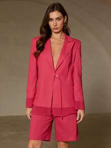 Aveloria Revavyn Bộ đồ nữ gồm áo blazer dài tay phối chiffon, cổ tay và gấu áo bằng chiffon, gồm áo blazer và quần ống đứng. - Màu Hồng Tươi - Xem 5