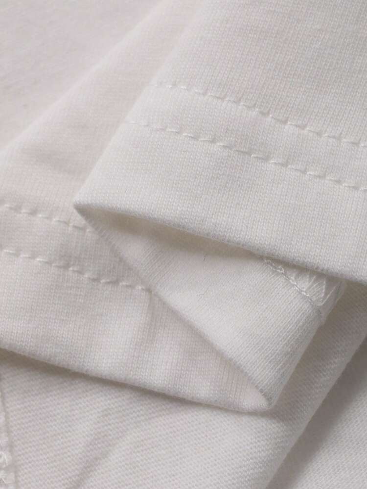 Young Girls Floral Embroidery Casual Fringe Trim Round Neck Short Sleeve T-Shirt Spring