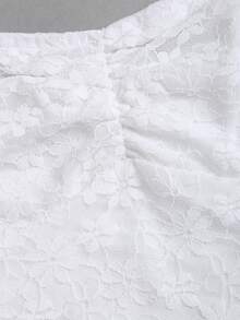 Sweetra Elegant Lace Texture Maxi Mermaid Dress, Sexy & Graceful For Party, Vacation, Autumn/Spring - White - View 8