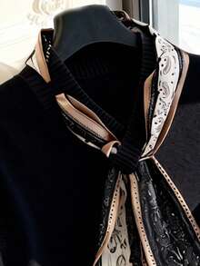 GlowEve Elegant Design Women's Scarf Necktie Knitted Vest - Black - View 4