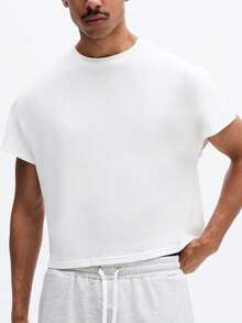 SUMWON Áo thun nam cơ bản cổ tròn tay ngắn, chất liệu cotton, kiểu dáng thường ngày, vừa vặn, thích hợp cho mùa hè và mùa xuân. Một món đồ không thể thiếu trong tủ đồ của bạn. - trắng - Xem 5