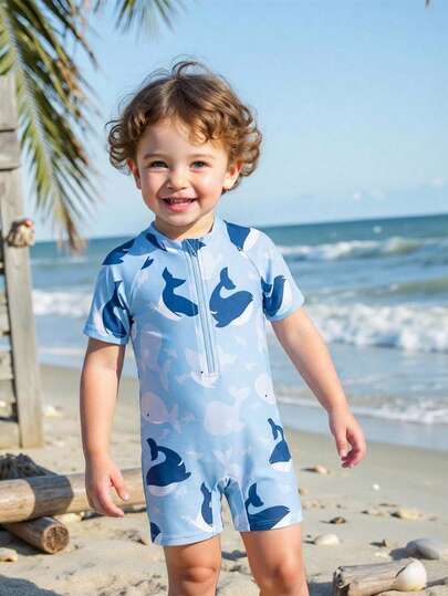 SHEIN Baby Boy Cartoon Blue Whale Print One-Piece Short Sleeve Swimsuit, Summer Beach Vacation, Swimming Pool, Infant Boys Swimwear Baby Boy Beach Wear Baby Boy Swimsuit Short Sleeve Boy Swim Set Beach Wear For Baby Boys Baby Boy Swimsuit Baby Boy Beach Wear Baby Boy Rash Guard Boys Swim Suit Set Sea Horse Bathing Suit Sea Animal Baby Clothes Baby Boy Swim Set Baby Boy Beach Clothes Rash Guard Boy Beach Wear For Baby Boy Ocean Baby Clothes Baby Vacation Romper Baby Boys Beach Wear Capybara Swimsuit Toddler Boy Rash Guard Toddler Swimsuit Boy Zipper Beach Wear For Toddler Boys
