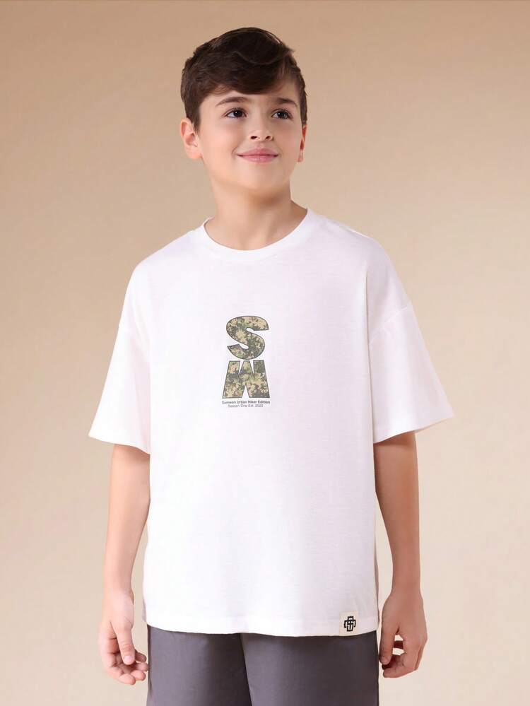 Camouflage Print Back Graphic T-Shirt