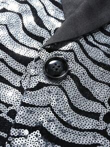 Manfinity AFTRDRK All-Over Print Sequin Patchwork Single-Breasted Long Sleeve Suit Set - Black - View 5