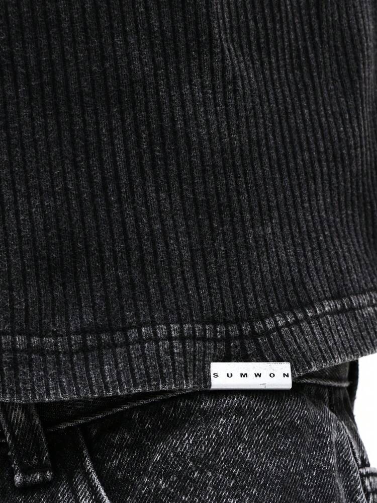 Ribbed Crew Neck Short Sleeve T-Shirt