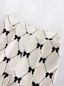 Franclia Women's New Bow Print High Waist Wide Leg Pants, Casual Versatile For Commuting - Beige - View 3