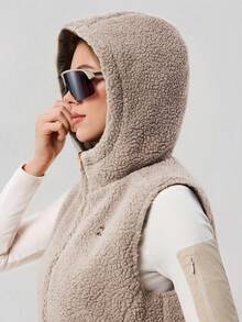 OutZeal 女士户外保暖背心夹克 冬季徒步露营防水保暖带口袋拉链连帽夹克 - 棕色 - 查看 10