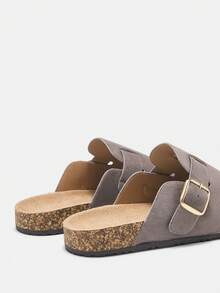 CUCCOO CURVES Women's Casual Slip-On Mule Shoes With Buckle Design - Dark Grey - View 4