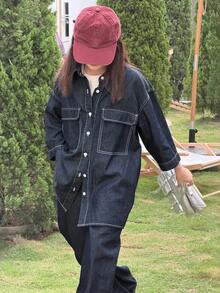 DAZY Girls Denim Jacket And Wide Leg Jeans Set, Tween Girl Fall Outfit - Blue - View 7