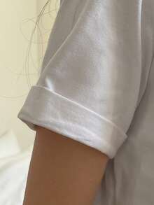 DAZY Camiseta de manga corta blanca de algodón casual, elegante y versátil para mujer, primavera/verano - Blanco - Ver 3