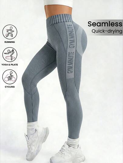 年轻女孩高腰罗纹无缝紧身裤，如云般柔软，贴身舒适，弹力十足，适合学生跑步、骑行、瑜伽、健身房锻炼和日常休闲穿着。2026 年年轻女孩运动服。