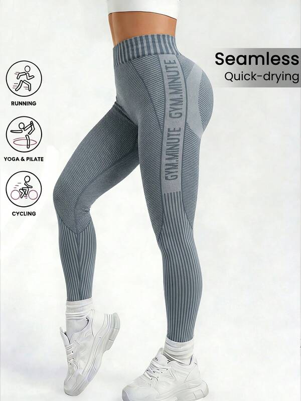 年轻女孩高腰罗纹无缝紧身裤，如云般柔软，贴身舒适，弹力十足，适合学生跑步、骑行、瑜伽、健身房锻炼和日常休闲穿着。2026 年年轻女孩运动服。