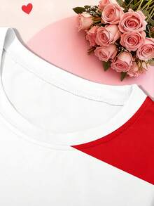 Manfinity Joysei Men's White Bold Wide Stripe Three Hearts Scribble Print Couple Matching T-Shirt | Valentine Hand Drawn Doodle Love Graphic Horizontal Color Block Tee | Classic Nautical Inspired Crew Neck Short Sleeve Top | Sweet Romantic Anniversary Gift His And Hers Loose Fit Shirt | Simple Preppy Clean Summer Casual Date Night Wear | Soft Breathable Boyfriend Girlfriend Daily Outdoor Holiday Outerwear,Men's Heart Striped Print Round Neck Short Sleeve Casual T-Shirt - Multicolor - View 5