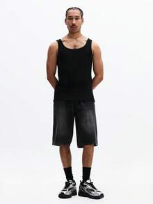 SUMWON 经典无袖圆领背心，舒适合身，休闲日常必备，纯色百搭单品。 - 黑色 - 查看 3