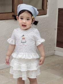 DAZY 女童圆领韩版印花长袖上衣 - 白色 - 查看 5