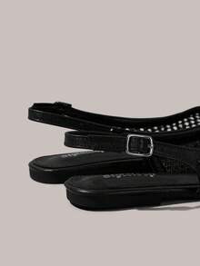 Styleloop 女士搭扣设计休闲平底乐福鞋 - 黑色 - 查看 4