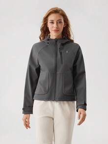 OutZeal 女士冬季户外保暖外套，带内衬，适合徒步露营，防水，带帽拉链和多个口袋 - 灰色 - 查看 9