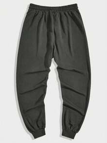 ROMWE MEN Goth Men's Graphic Print Drawstring Waist Slant Pocket Casual Jogger Pants - Grey - View 2