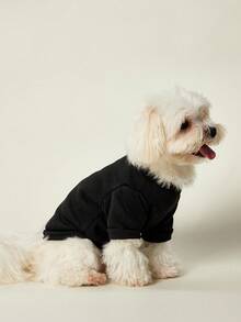 PETSIN 1 件可爱北极熊星星字母印花宠物黑色秋冬加厚保暖宠物服装 - 黑色 - 查看 4