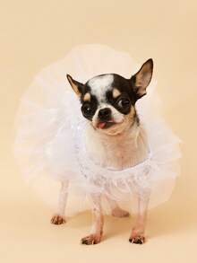 PETSIN 1pc Pet Universal Valentine's Day Sequin Mesh Princess Dress Dog Apparel - White - View 7