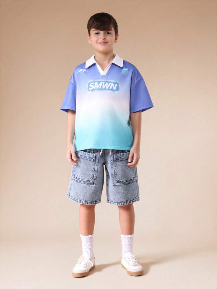 Ombre Gradient Polo With White Collar