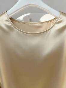 GlowEve 女士纯色圆领短袖休闲百搭T恤 - 黃色 - 查看 4