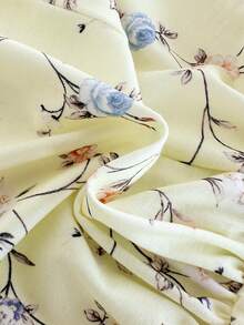 Vintaside Kids Đầm bé gái in hoa, cổ bèo, không tay, kiểu dáng thường ngày. - Màu vàng - Xem 8