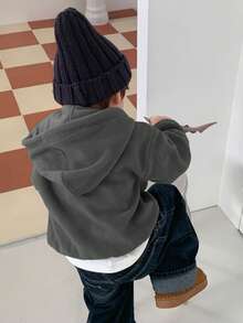 DAZY 男嬰字母山脈刺繡長袖拉鍊半開襟運動衫 幼兒 - 灰色 - 查看 2