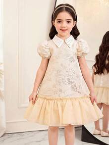 SHEIN 少女碎花领串珠休闲连衣裙 - 白色 - 查看 8