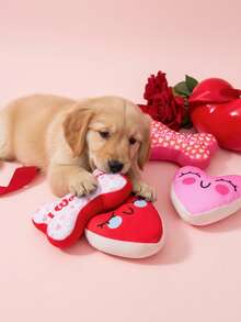 PETSIN Đồ chơi gặm nướt bằng vải nhung cho chó, món quà lý tưởng cho ngày Valentine. Bền chắc và phát ra âm thanh giúp giảm căng thẳng khi mọc răng ở cún con. Họa tiết trái tim dễ thương, màu hồng và đỏ. Món quà Valentine hoàn hảo cho chó nhỏ, vừa và lớn. - Nhiều màu - Xem 2