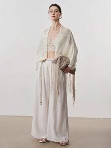 Aalyst Women's Loose Batwing Sleeve Knitted Cardigan, Elegant Lady Style, Spring/Summer - Beige - View 4