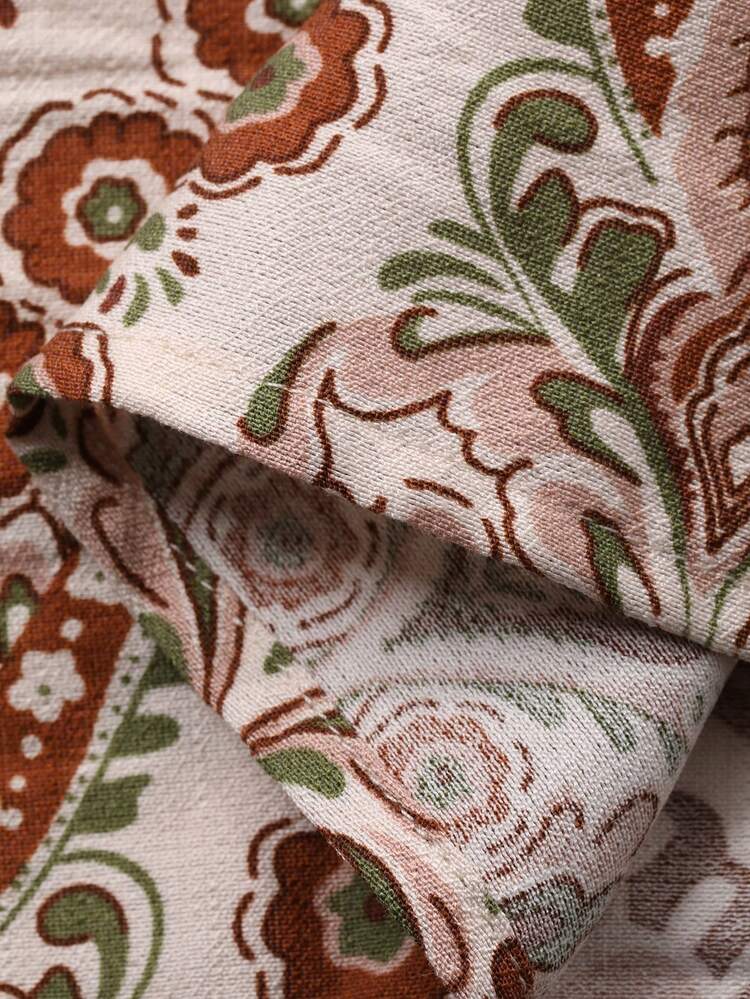 Toddler Boys' Allover Print Casual Turndown Collar Short Sleeve Vacation Top, Spring/Summer