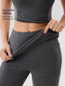 OutZeal Women Sports Pants Summer Daily Casual Soft Tencel Roll‑Down Waistband Flared Bottom - Dark Grey - View 2